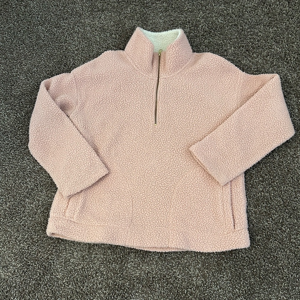 Pink Quarter Zip Sherpa Jacket Old Navy Large
